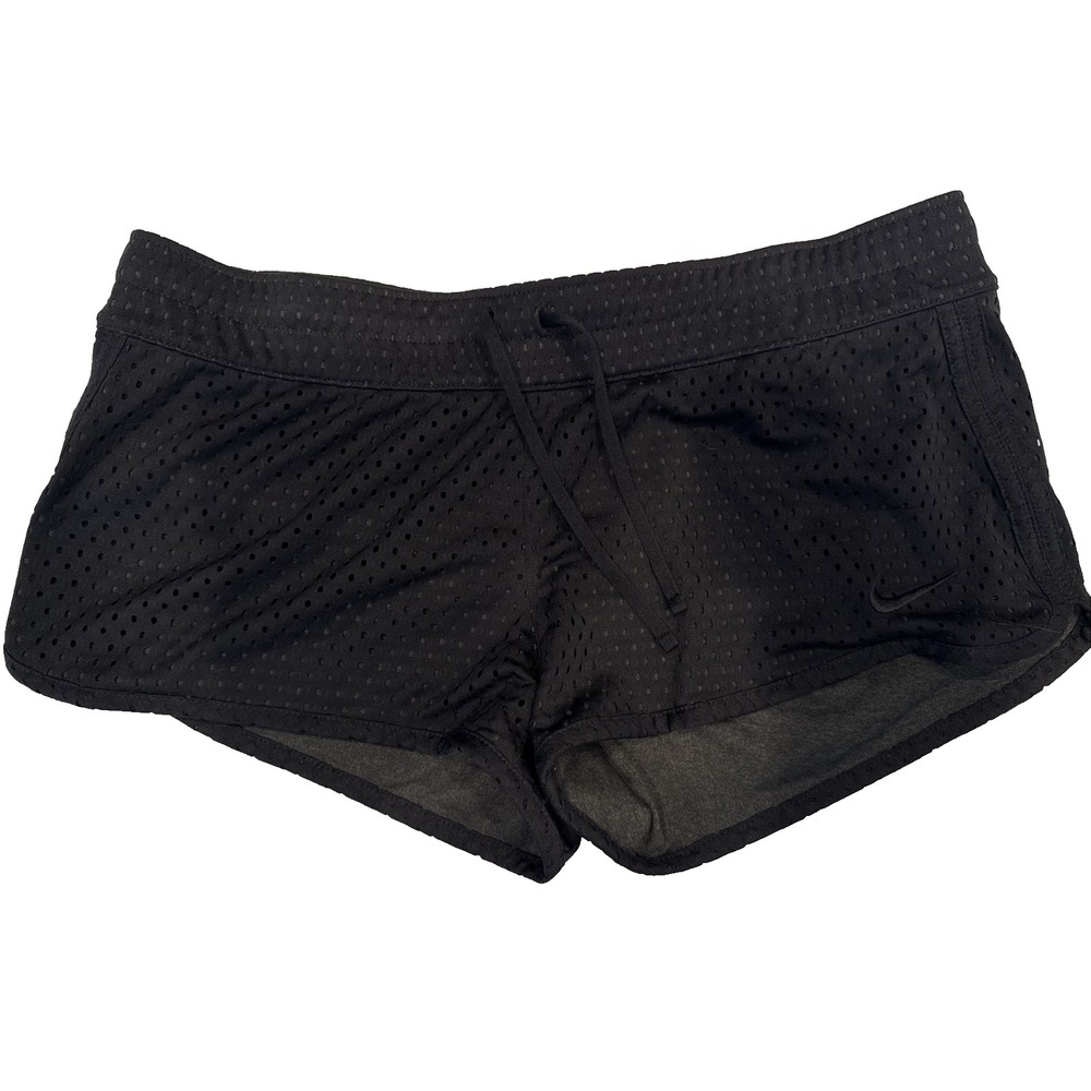 Nike Shorts Womens Medium REVERSIBLE Perforated Mesh Athletic Gym Black / Gray